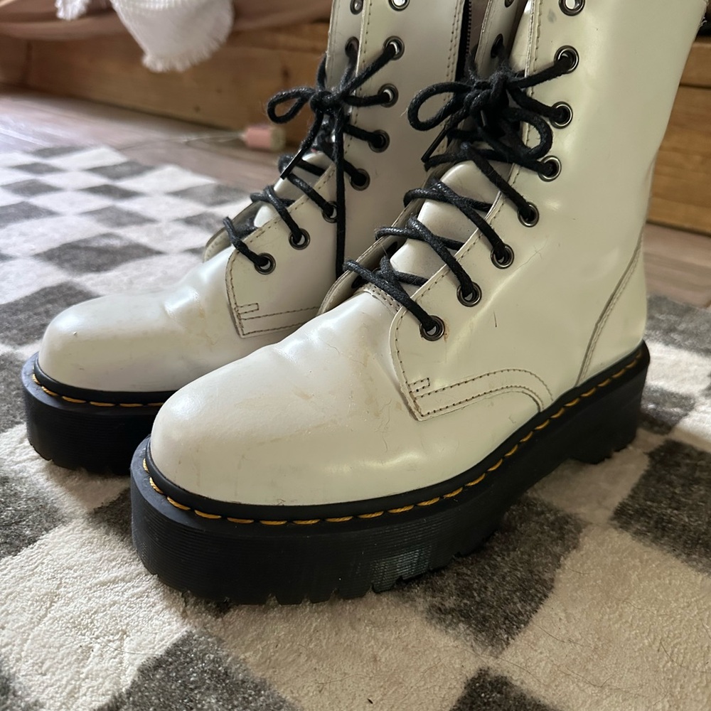 Dr. Martens White Jadon Platform Combat Boots